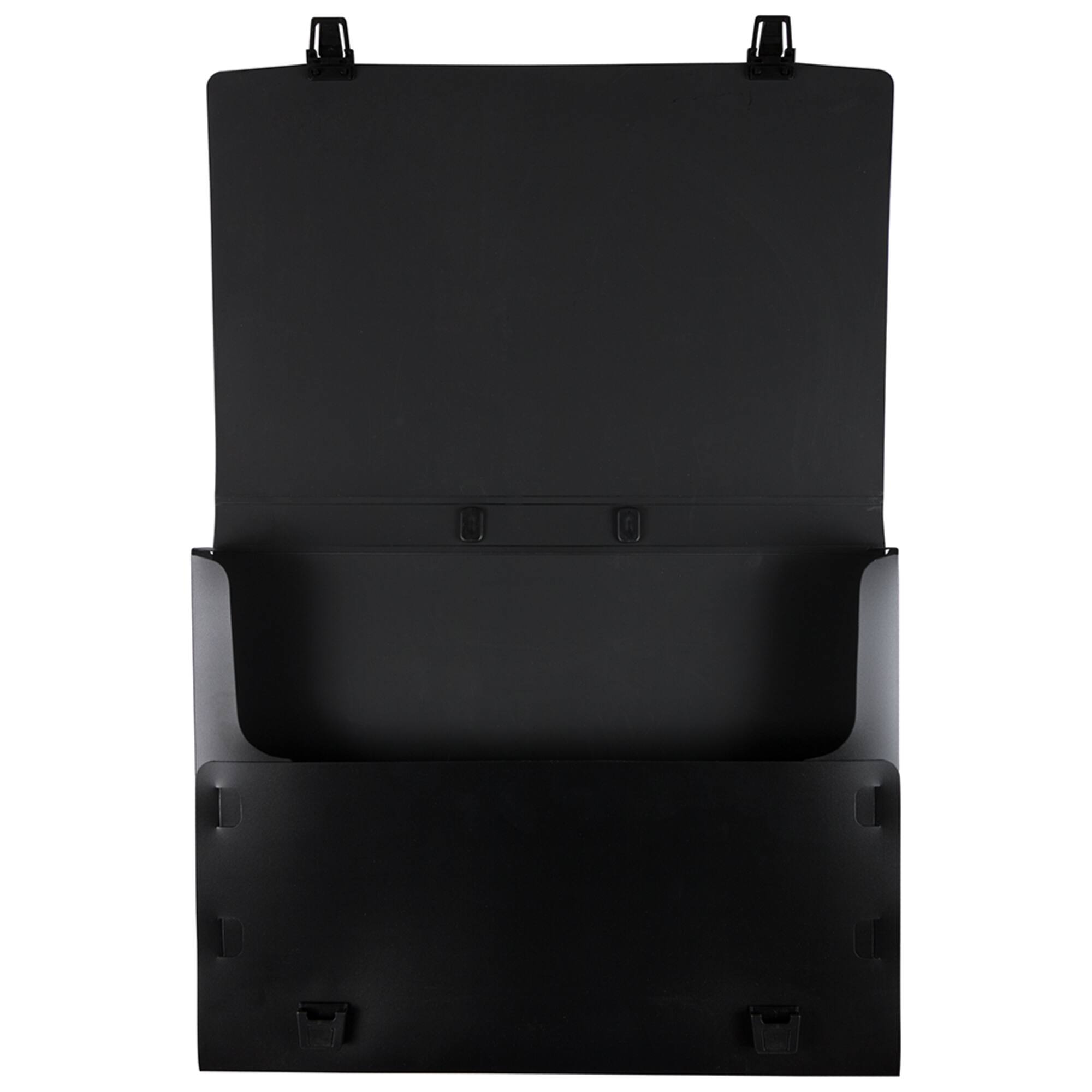 JAM Paper Black Plastic Portfolio File Carry Case with Handles
